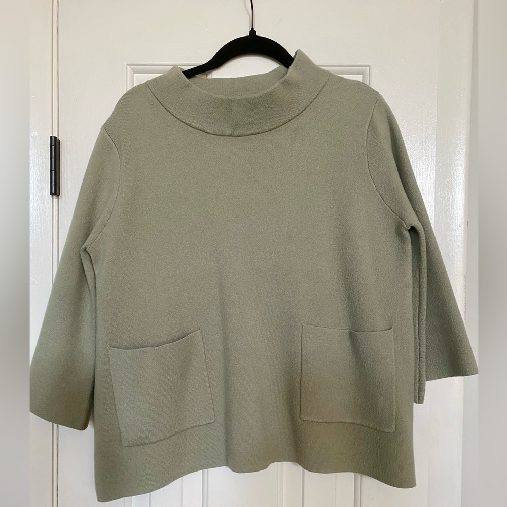 Fate Sage Green Cowl Neck Sweater with Bell Sleeves Medium